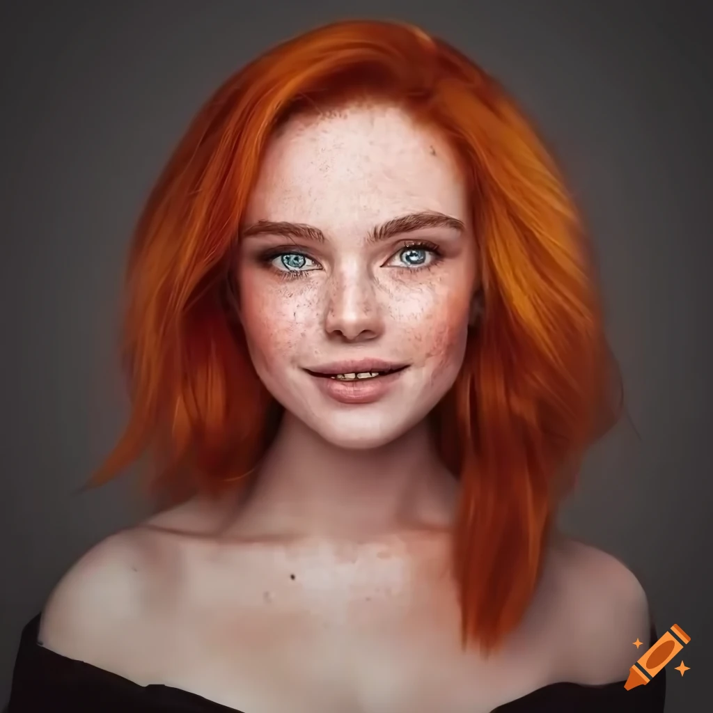 Portrait Of A Beautiful Woman With Red Hair And Freckles On Craiyon 4361