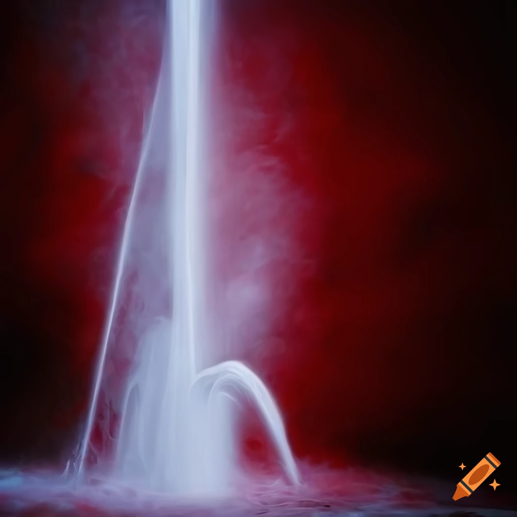 dreamlike abstract art with white and red details