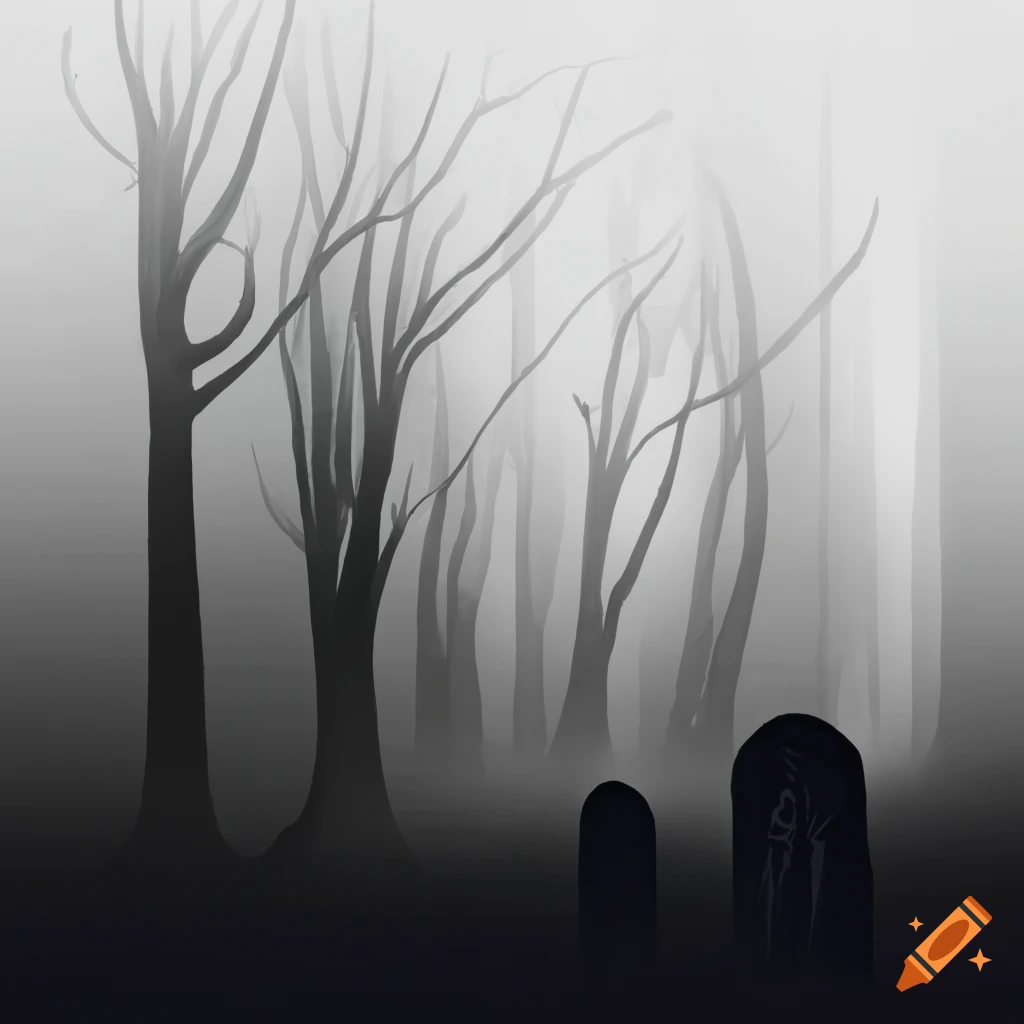 atmospheric image of a misty graveyard