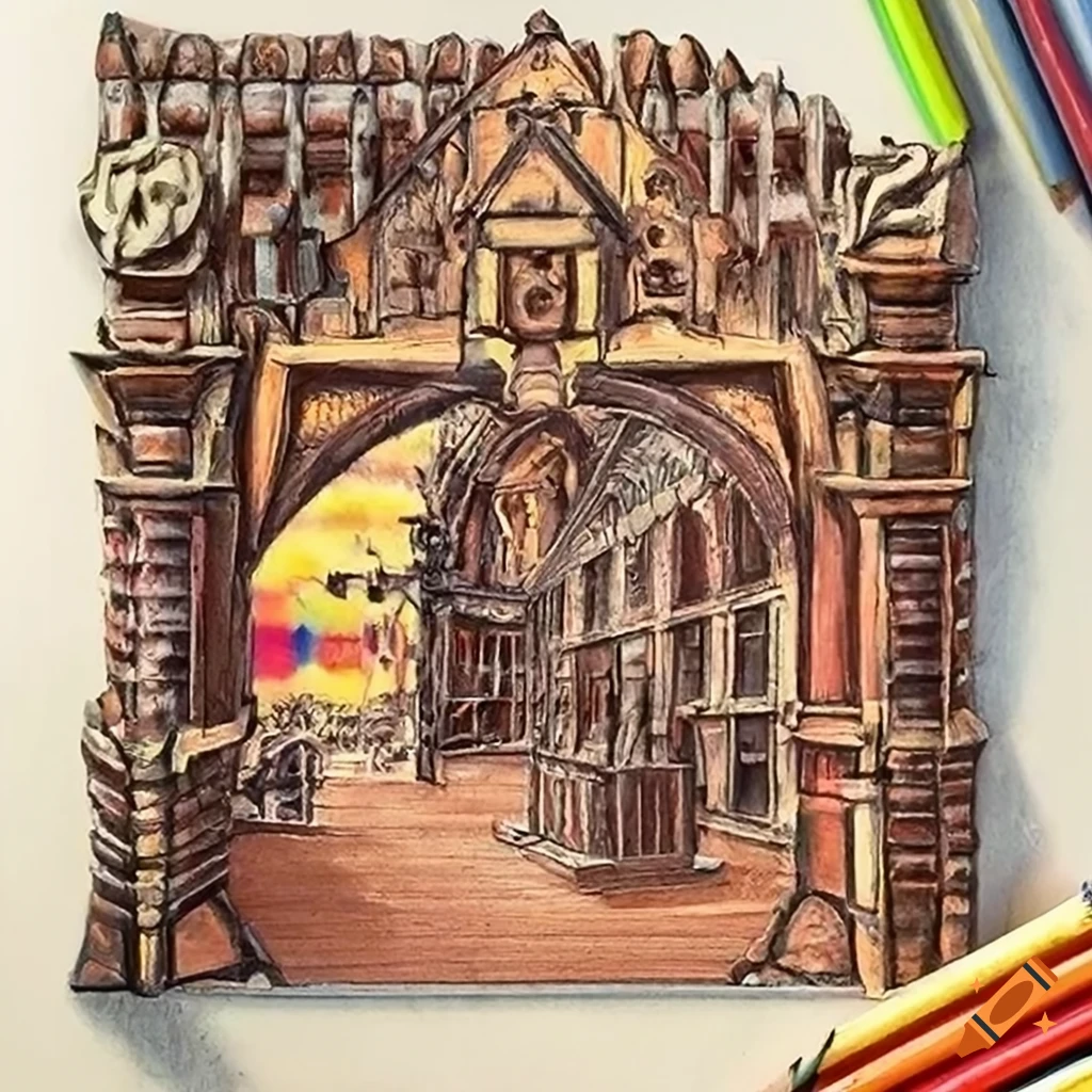 detailed architectural carving in a bookstore