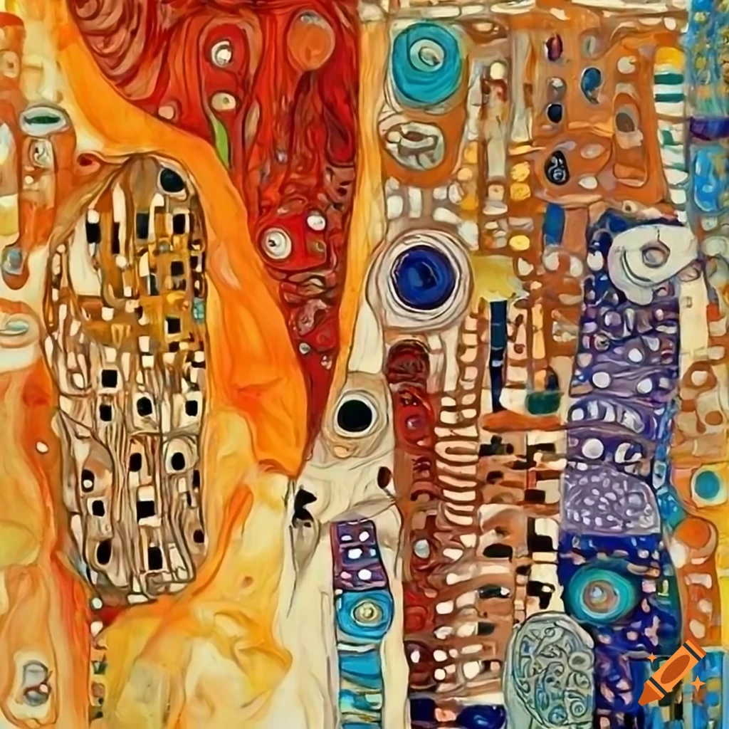 Abstract oil painting with zentangle patterns on Craiyon