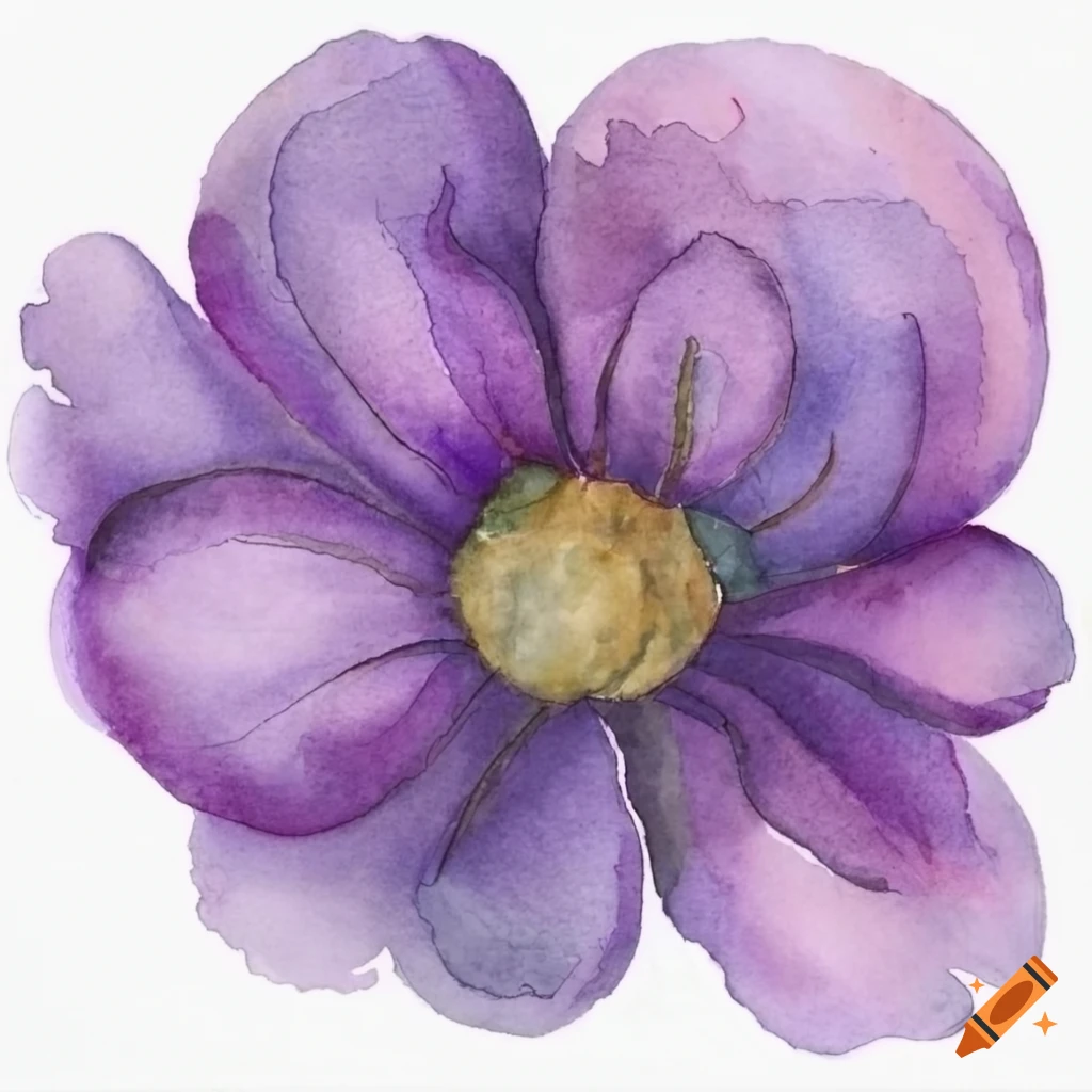 watercolor painting of a purple flower