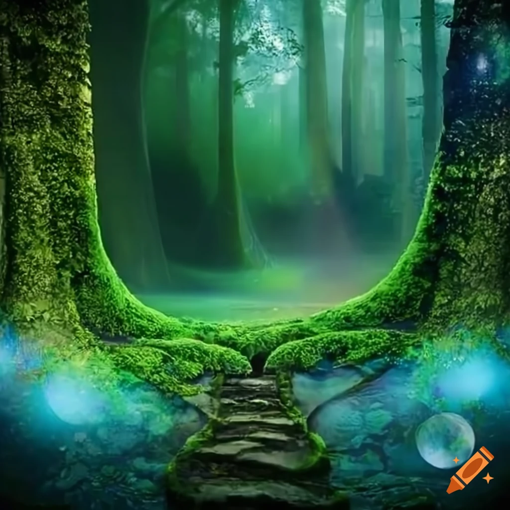Stone Path Through An Enchanted Magical Forest In The Evening On Craiyon