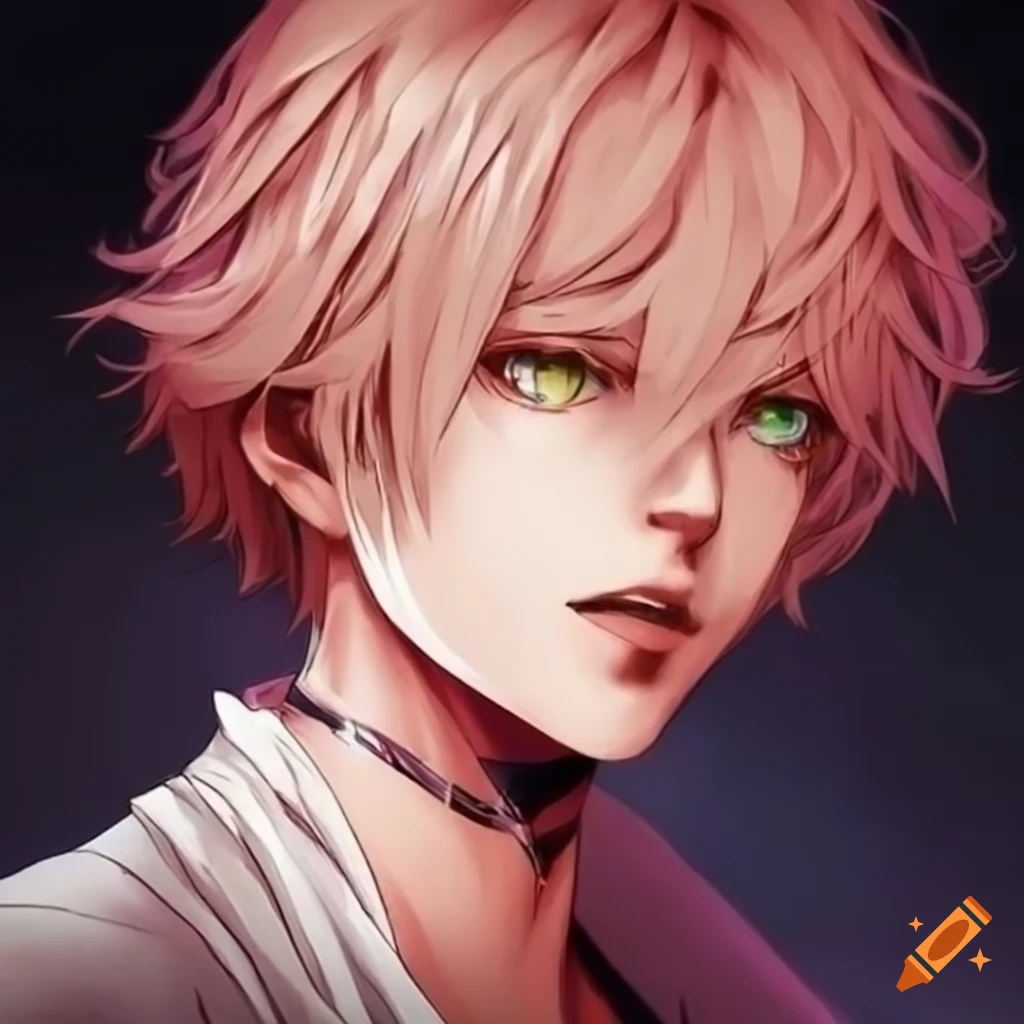 Digital Art Of A Male Anime Character With Unique Hair Color And 