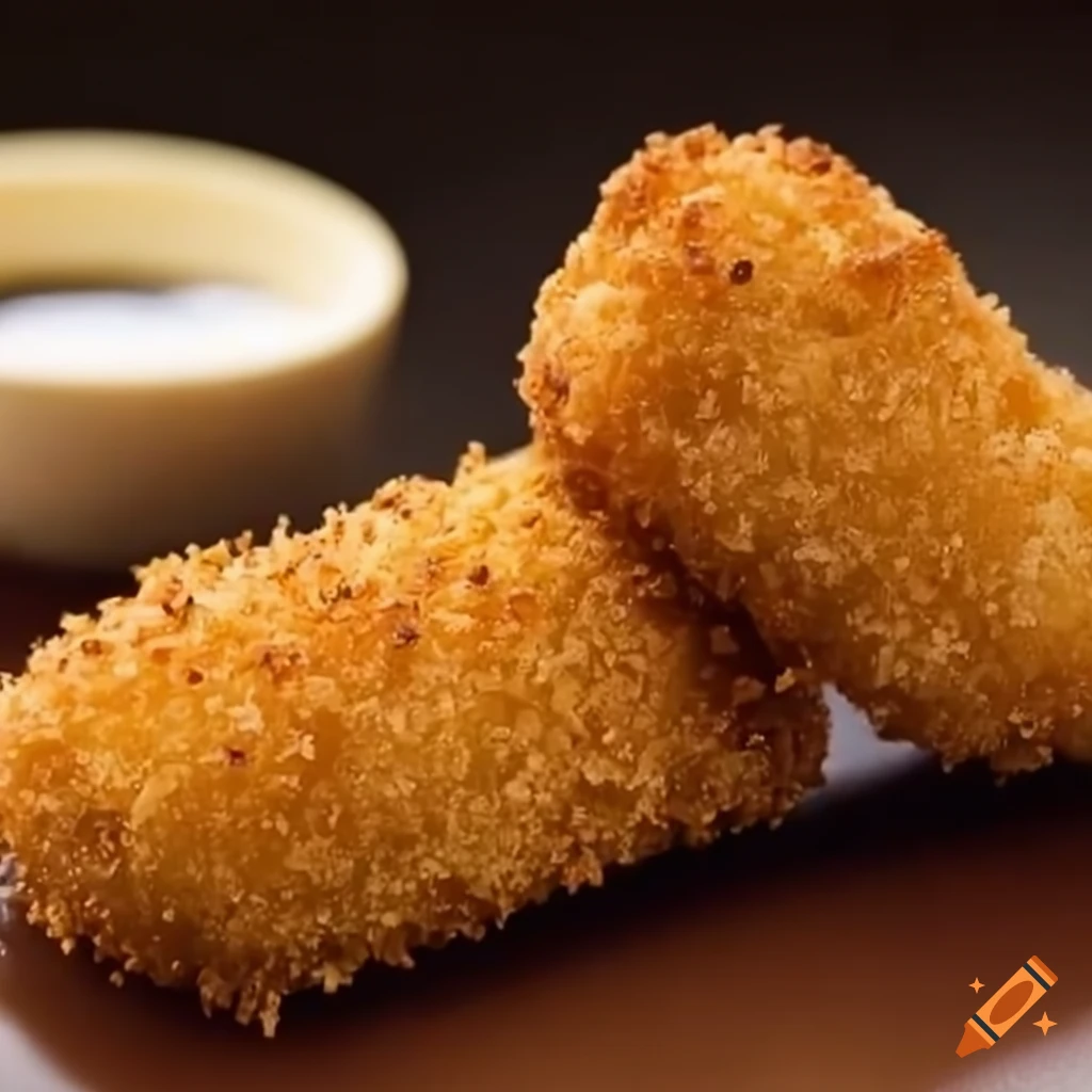 Golden crispy japanese croquettes with dipping sauce on Craiyon