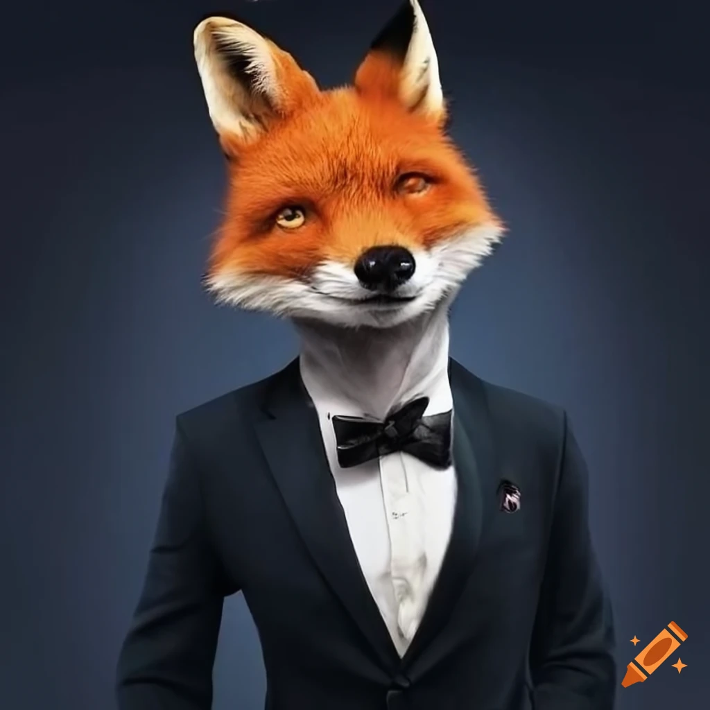 stylish fox in a suit