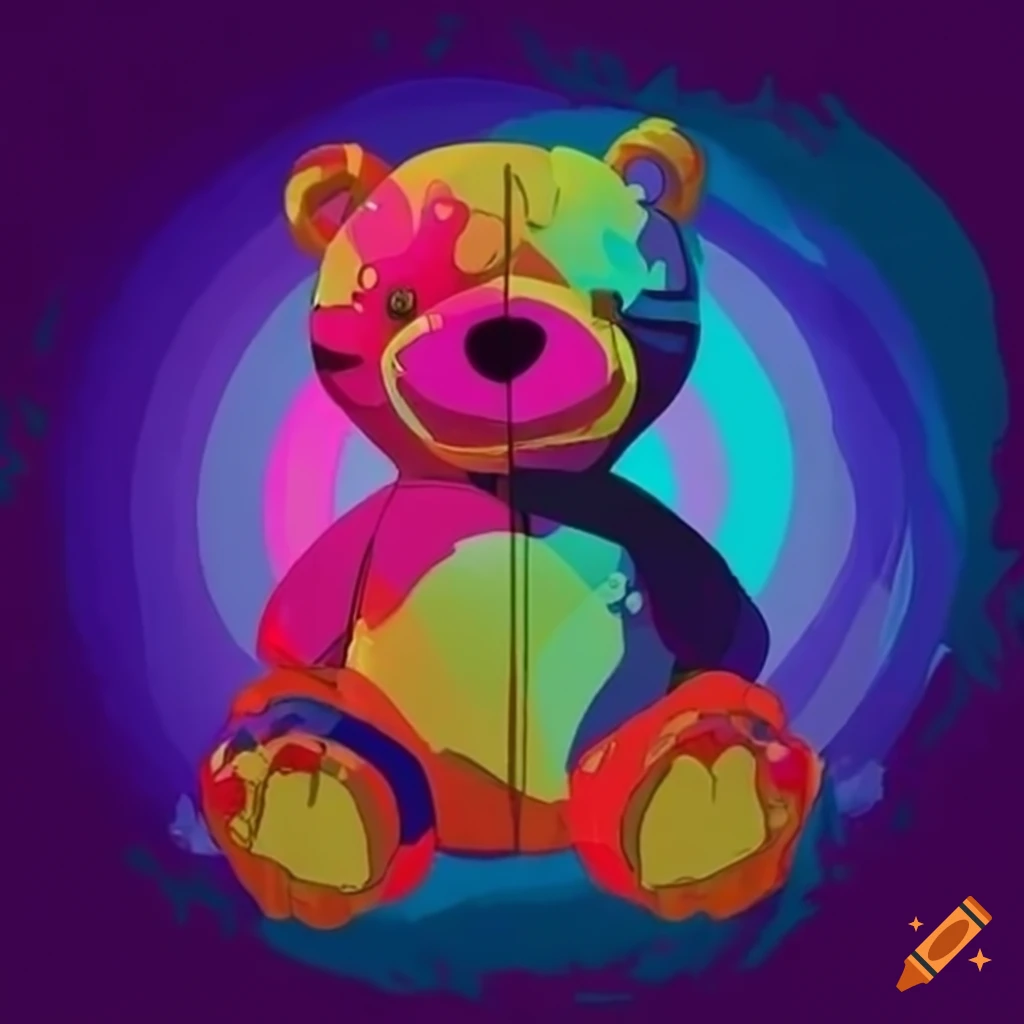 plush toy in a cyberpunk world