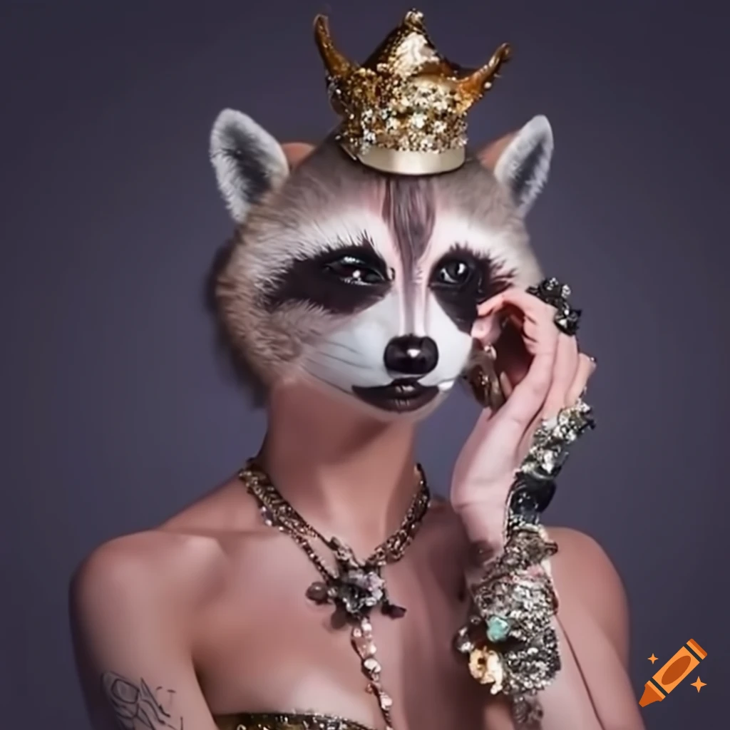 raccoon drag queen on the runway