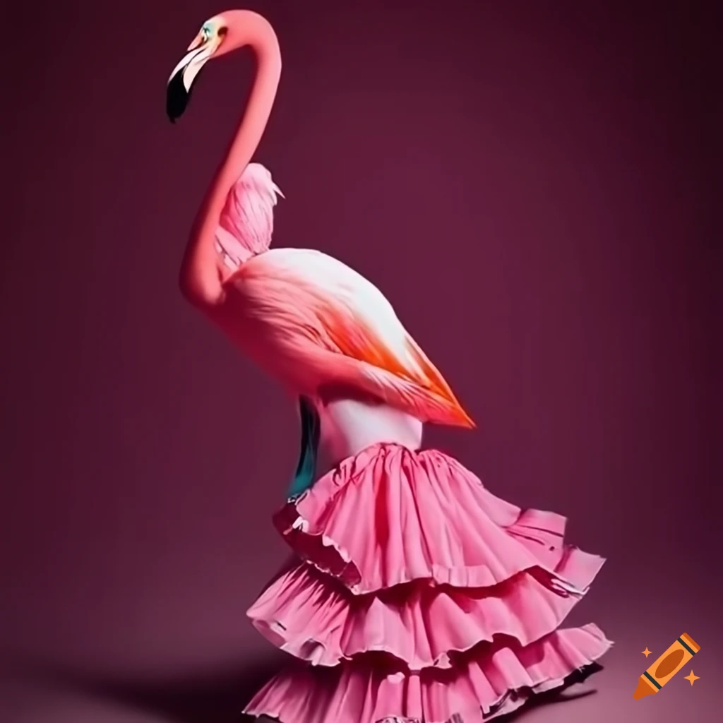 Flamingo wearing a flamenco dress on Craiyon