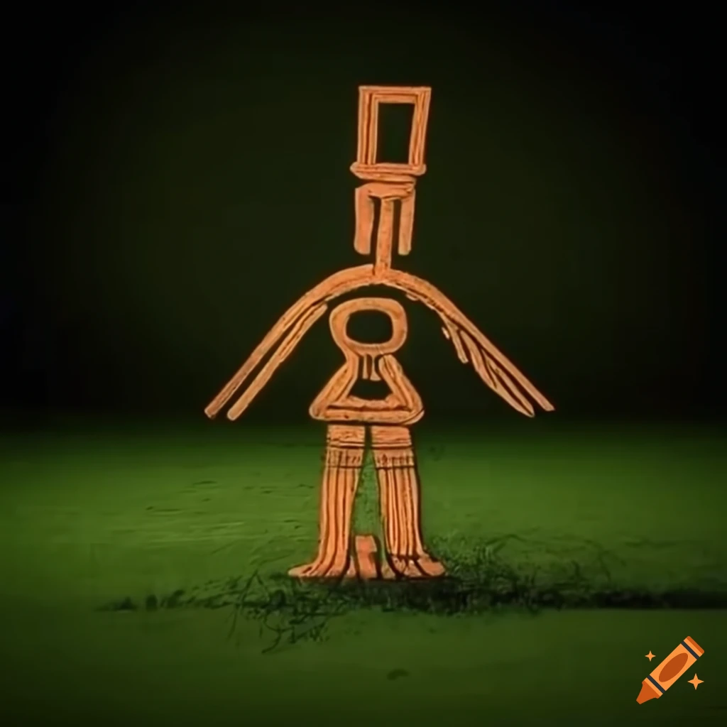 modern art installation of Nazca lines deity
