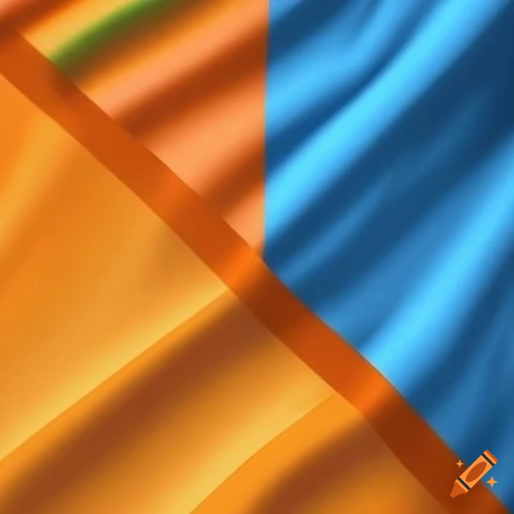 Flag with blue stripes and orange and green colors