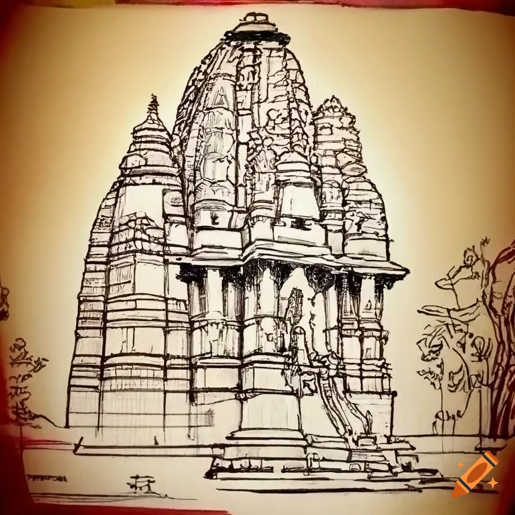Temple Drawing by Rajendra V | ArtZolo.com