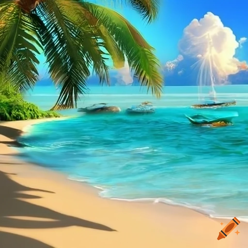 realistic tropical beach