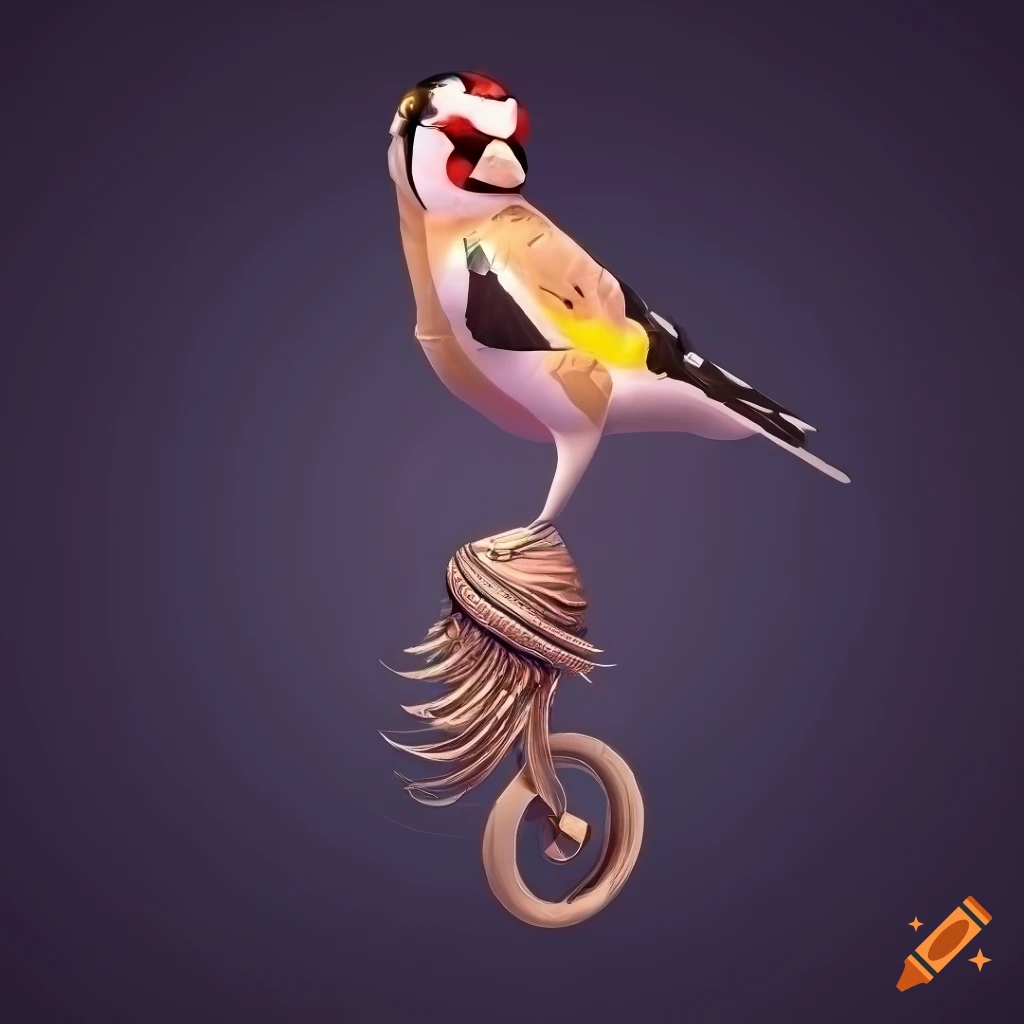 detailed illustration of a goldfinch bird with golden wings