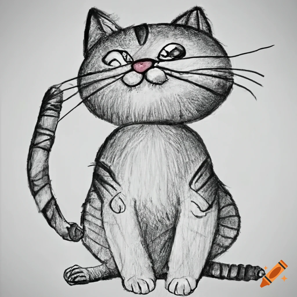 Cute cat line drawing on Craiyon