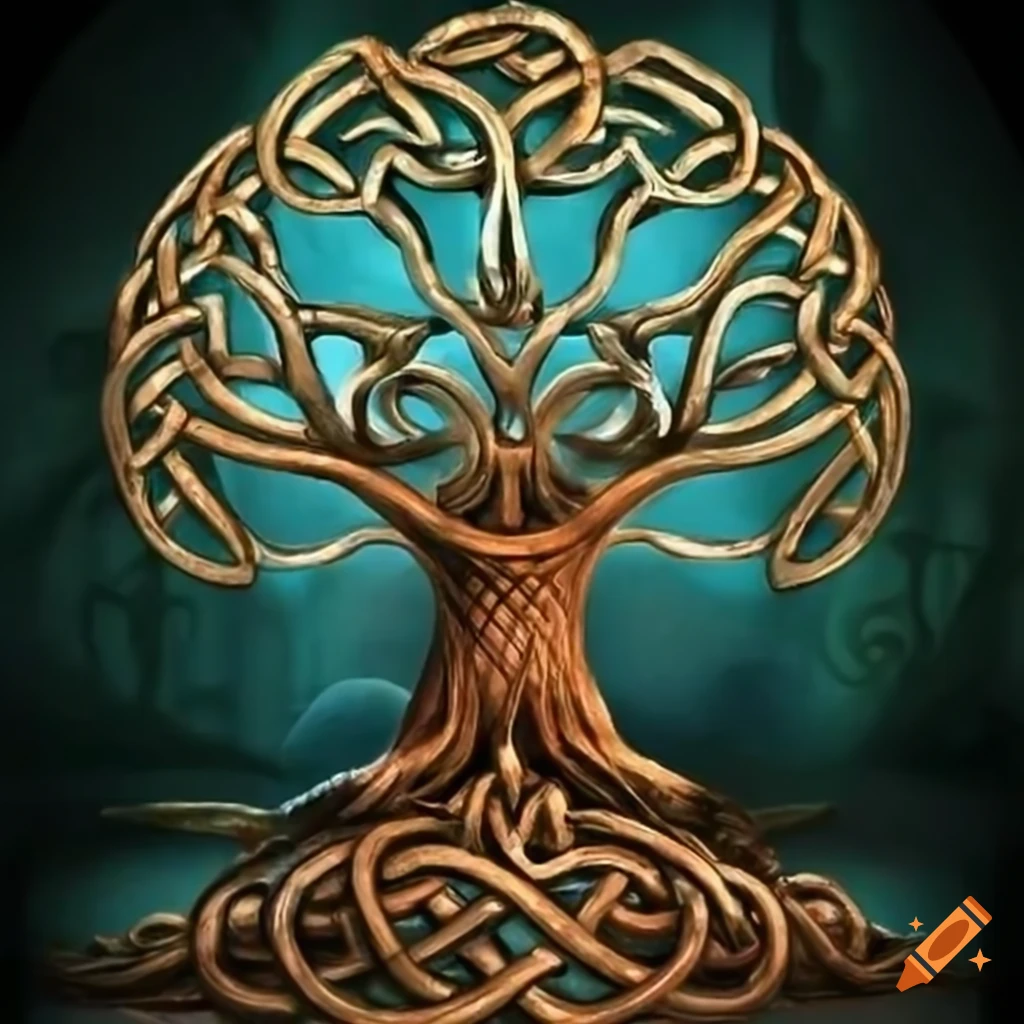 Symbolic Representation Of The Tree Of Life In Celtic Knots On Craiyon