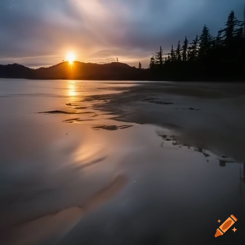 morning light on a beach in British Columbia