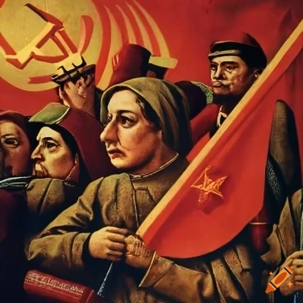 Illustration of the communist manifesto as an illuminated manuscript