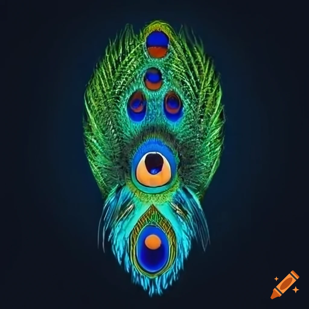 Artistic peacock feather logo icon symbol in soft Vector Image
