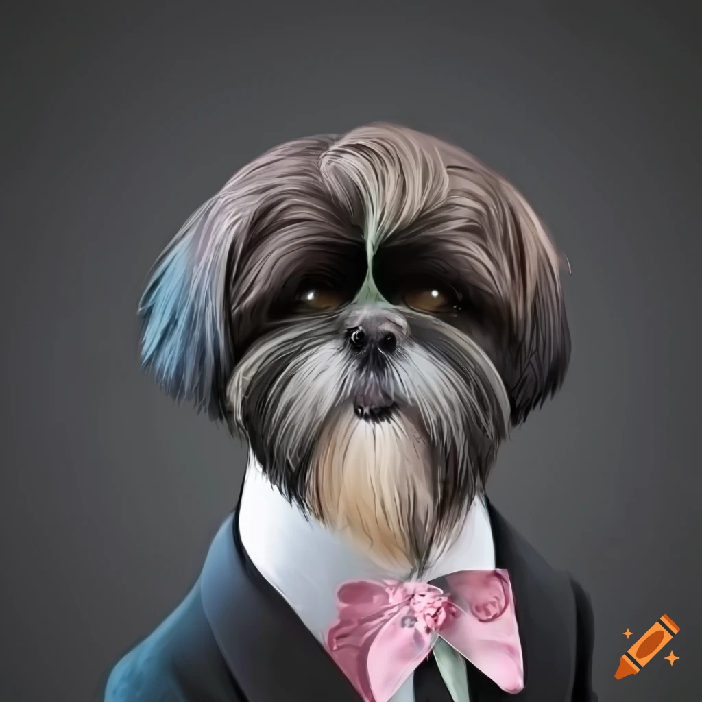 black Shih-tzu wearing formal attire