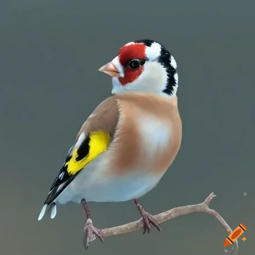 adorable goldfinch with fluffy brown and white feathers