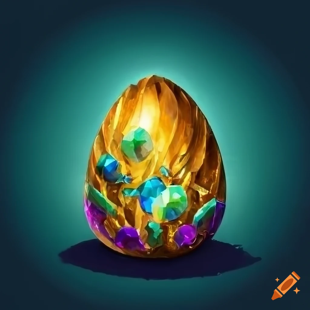 Watercolor illustration of a dragon egg surrounded by golden coins on