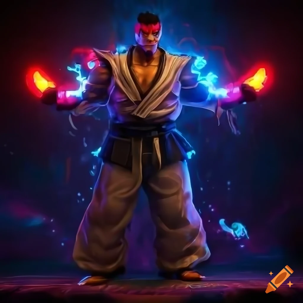 Evil ryu in the style of street fighter 6, realiatic portrait