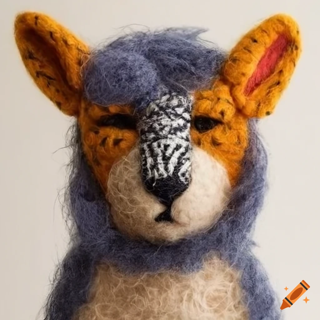 Portraits of jungle animals with felted wool masks on Craiyon
