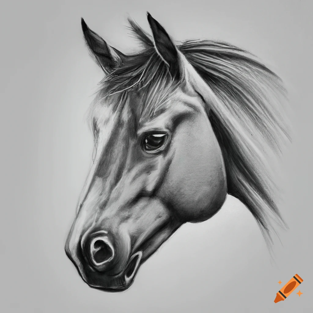 Arabian horse portrait in realistic pencil drawing by portrait and animal  artist