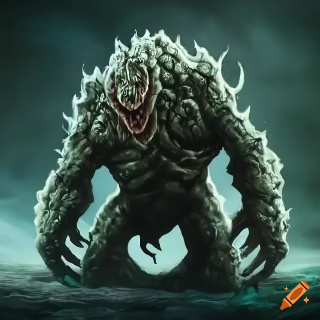 Lovecraftian horror creature with jagged teeth and long claws on craiyon