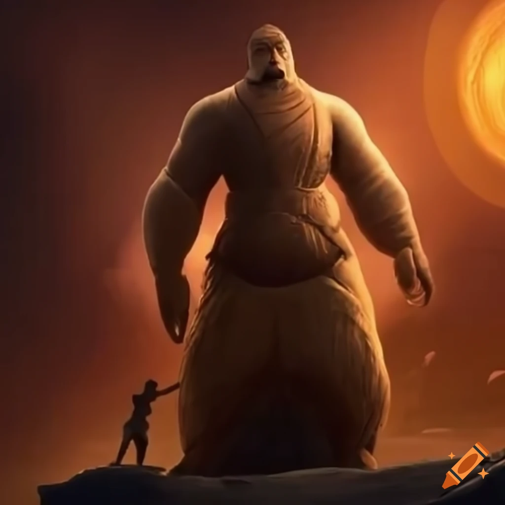 final scene of The Giant of Kandahar in Disney style
