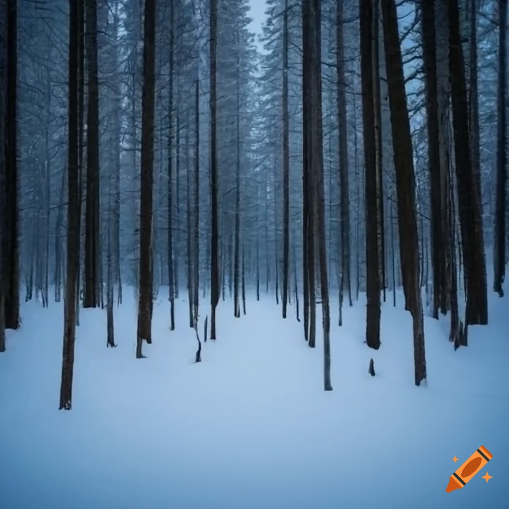 snowy forest with pine trees