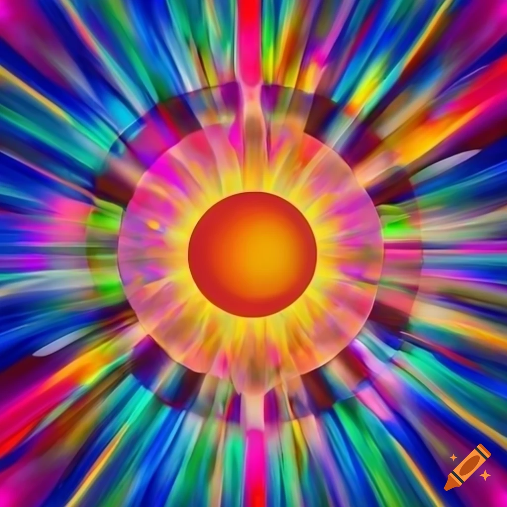 Colorful abstract depiction of a sun on craiyon
