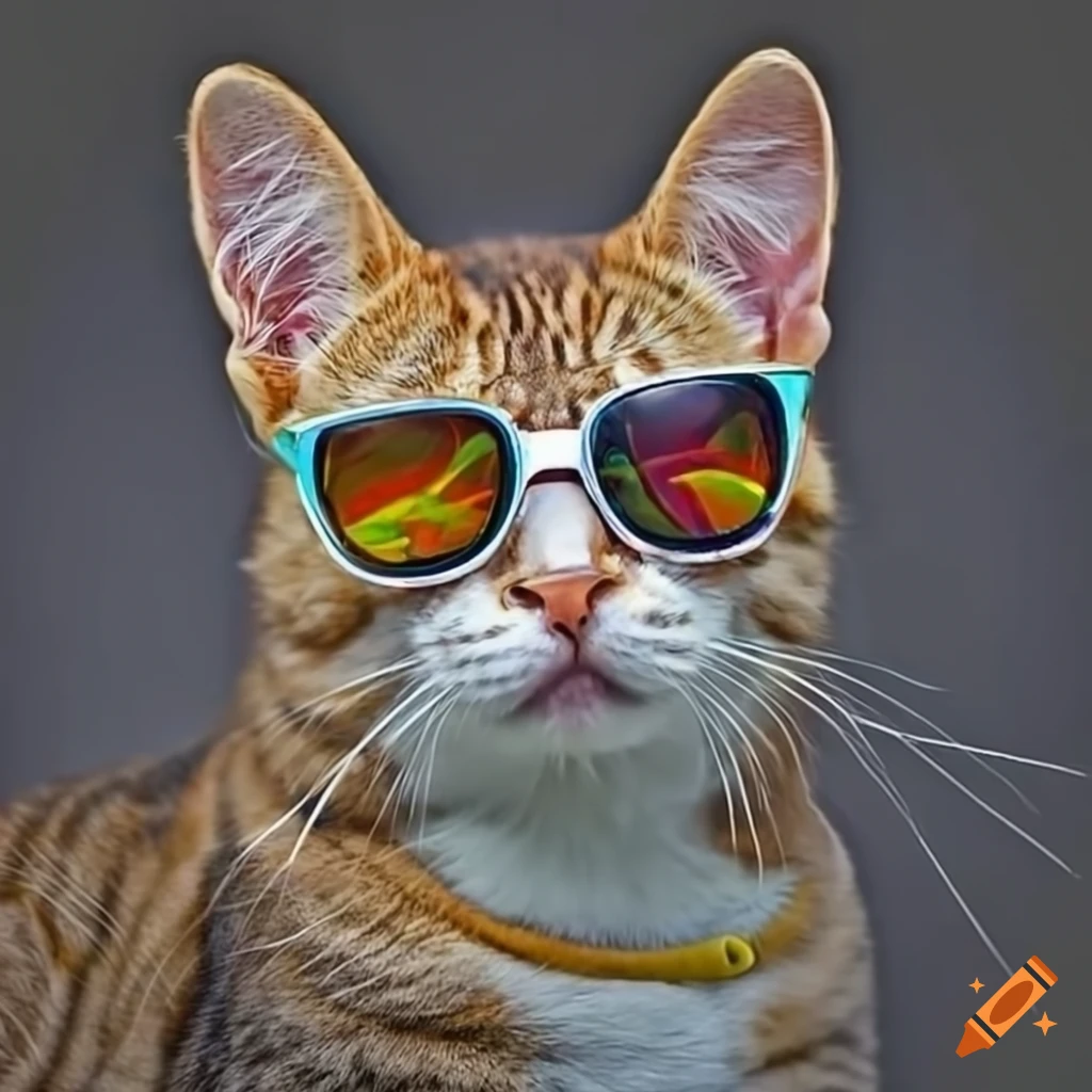 Cute cat wearing sunglasses on Craiyon