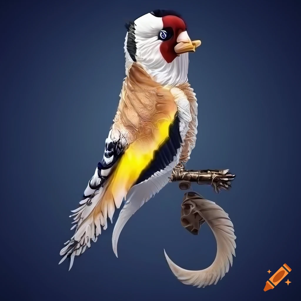 detailed illustration of a king european goldfinch bird