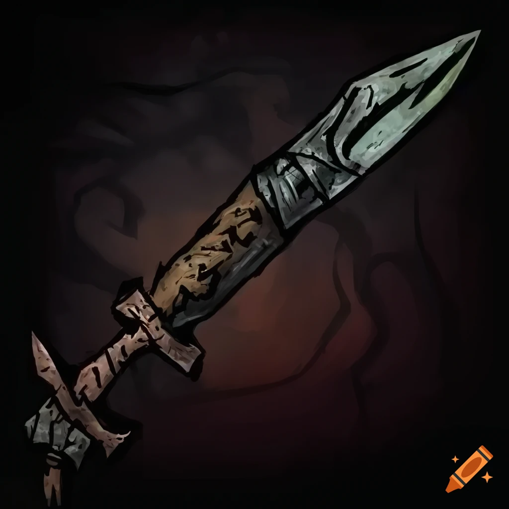 Dark fantasy artwork of a sword in atlantis