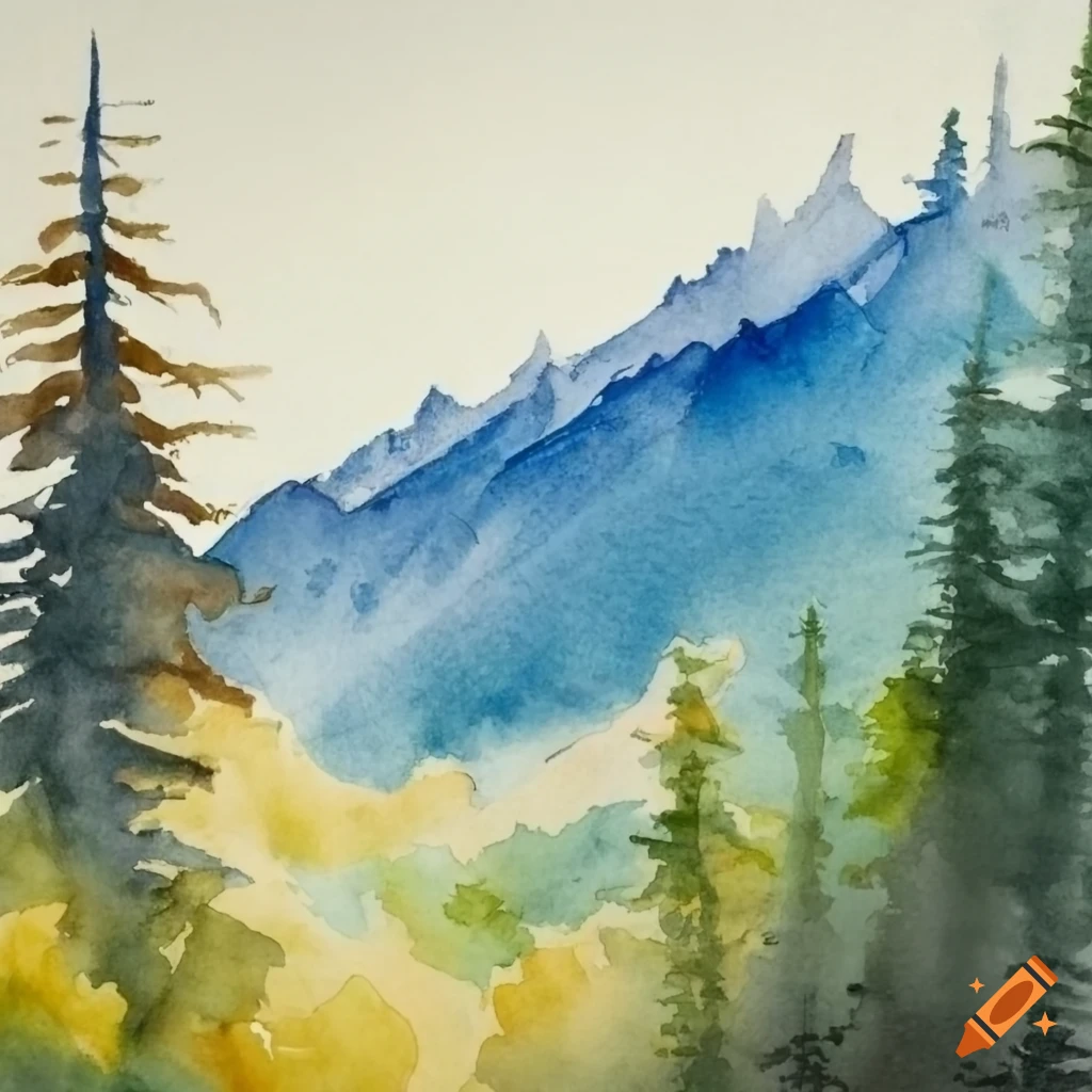 Watercolor of ural mountains on Craiyon