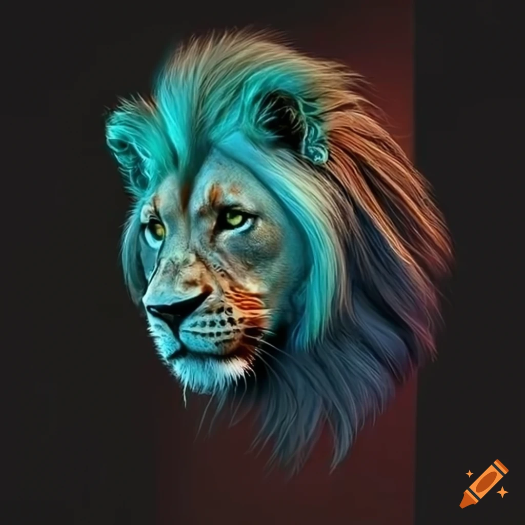 Futuristic lion illustration on Craiyon