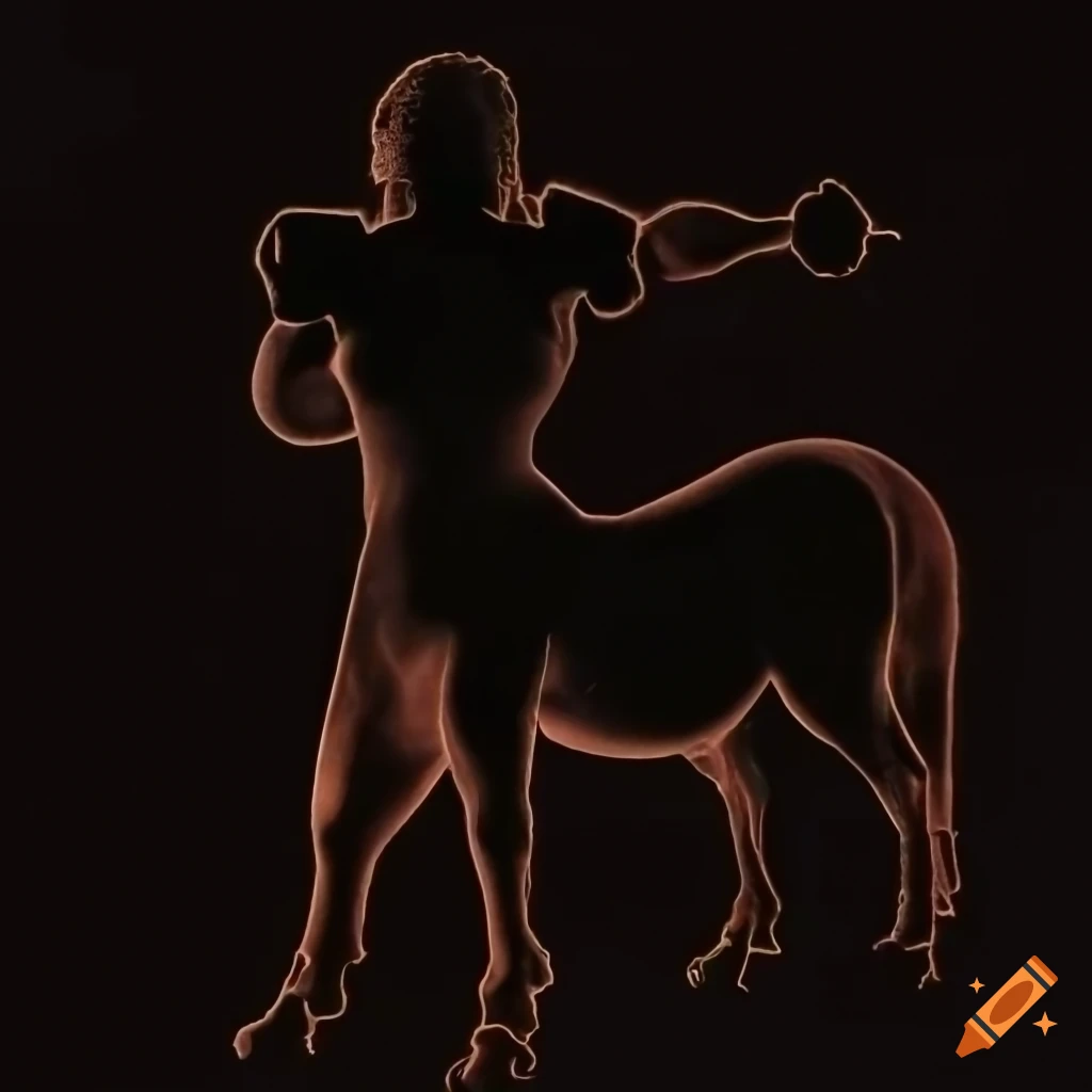 silhouette of a centaur with glowing light codes