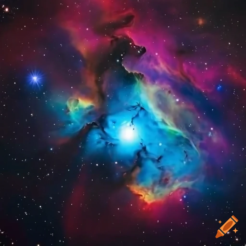 cosmic nebula forming colorful flower energy