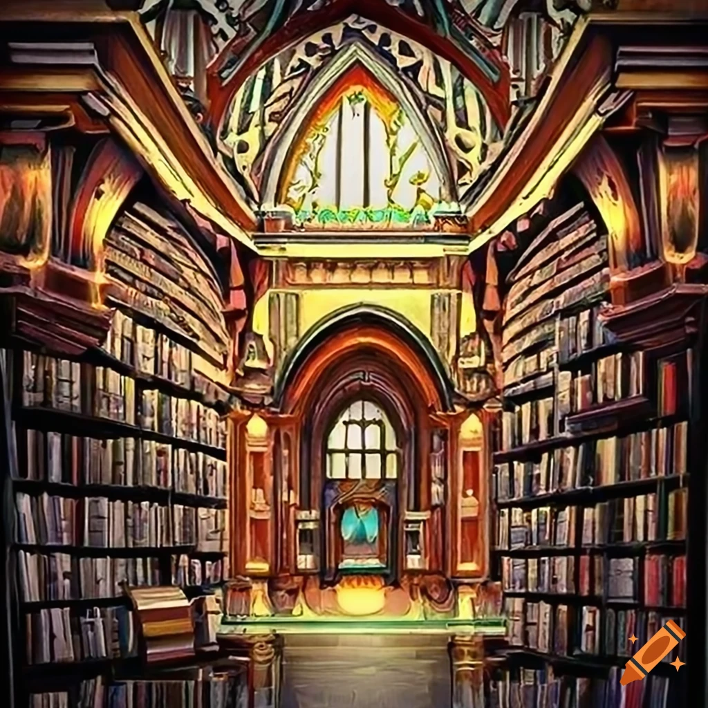 detailed architectural carving in a bookstore