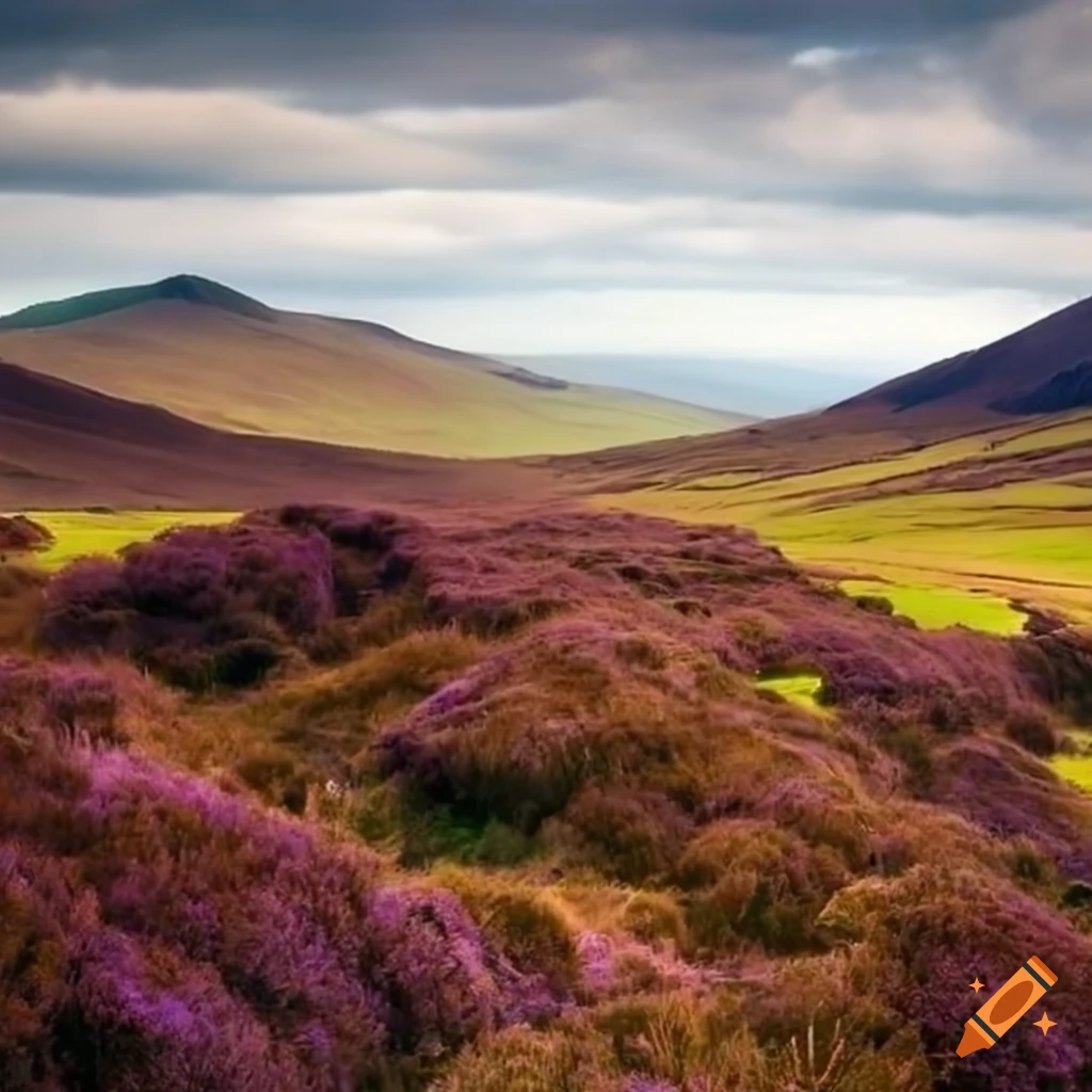 heather covered moors in the Berwyn Mountains