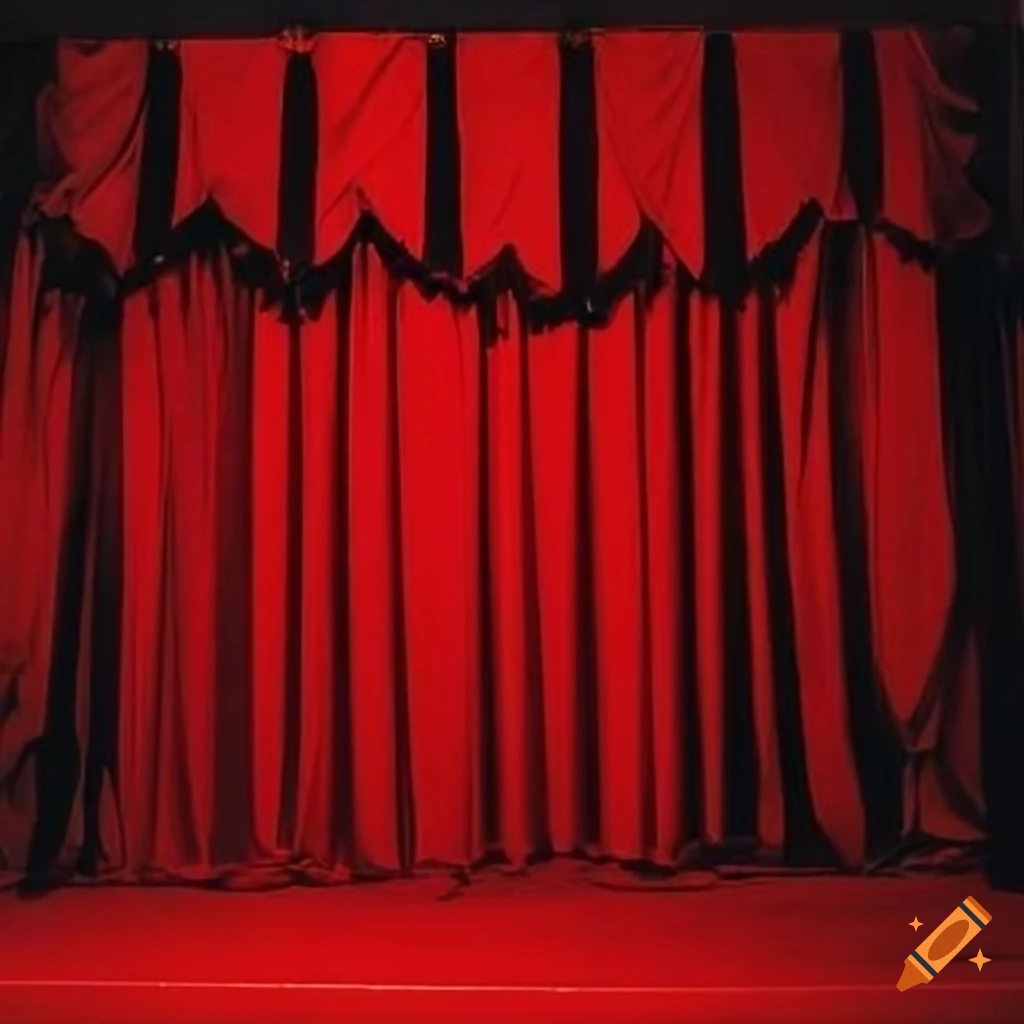 vintage stage with curtain on the wall