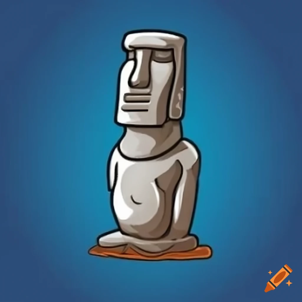 Cartoon-style moai statue