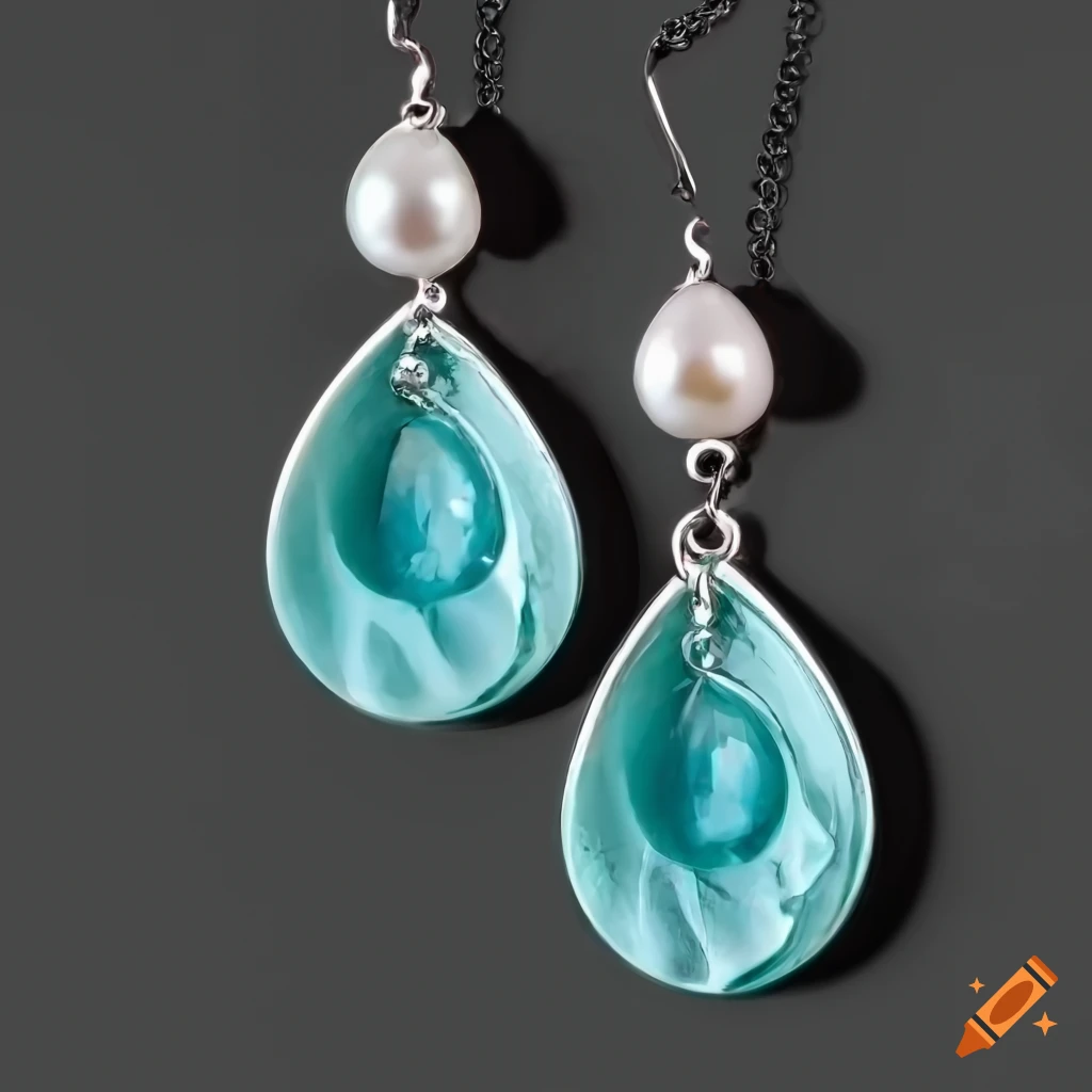 close up of a hyperrealistic drop earring with vibrant colors