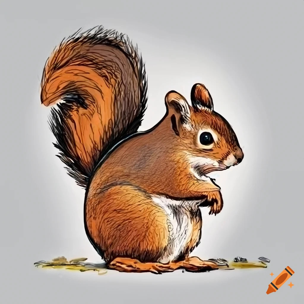 Realistic Squirrel Drawing with Avatar and 3D Art · Creative Fabrica