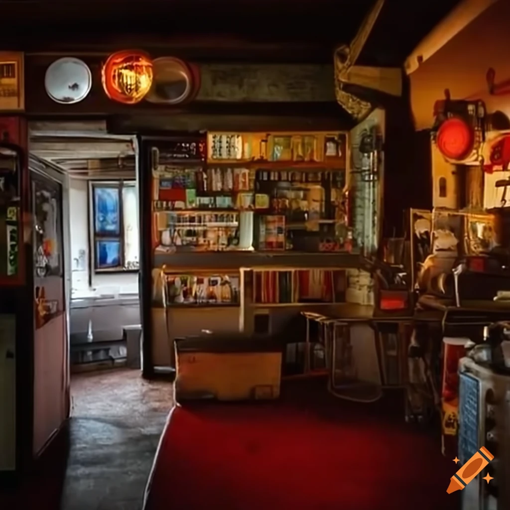 interior of a vintage gas station