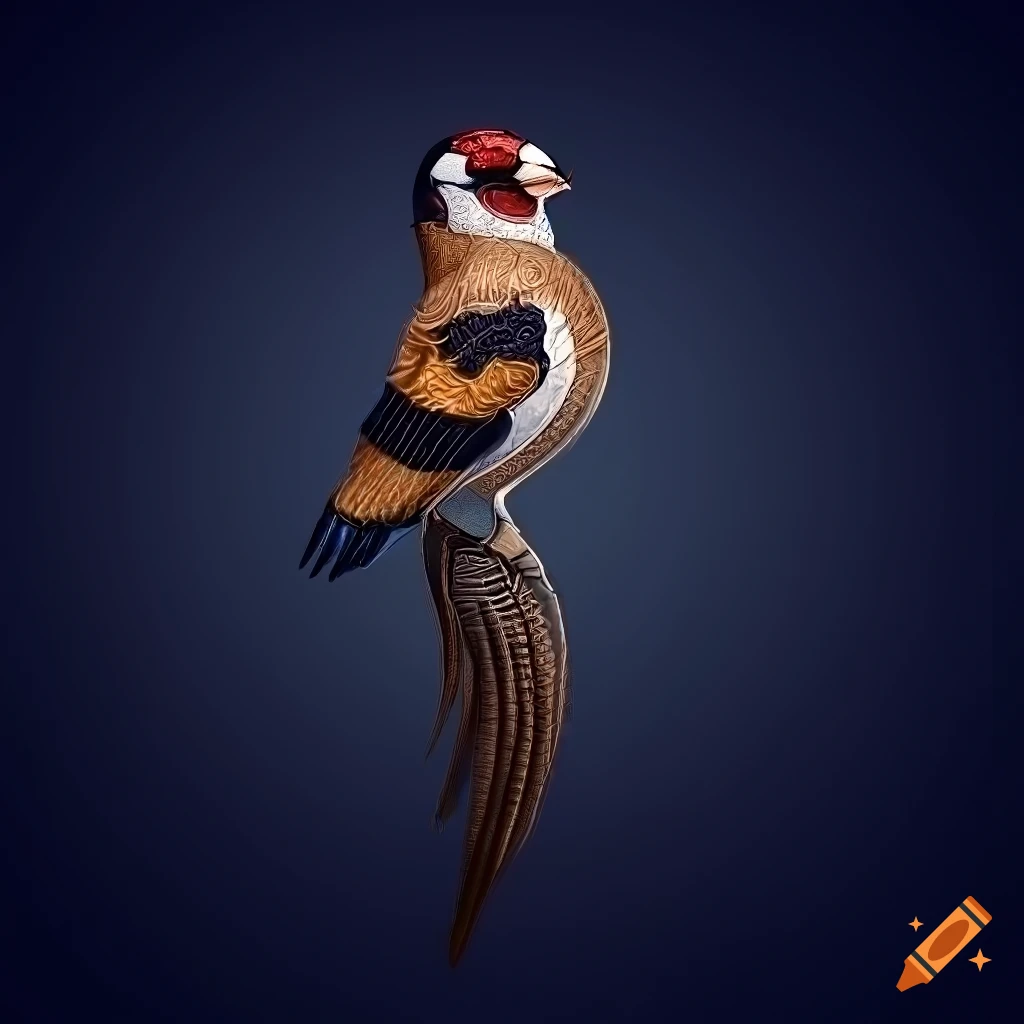 detailed illustration of a king european goldfinch bird