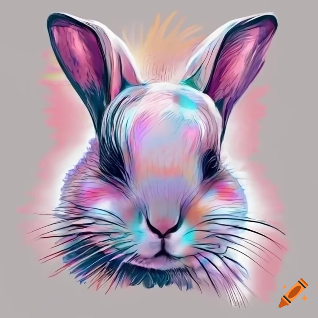 Colorful line drawing of a cute bunny on Craiyon