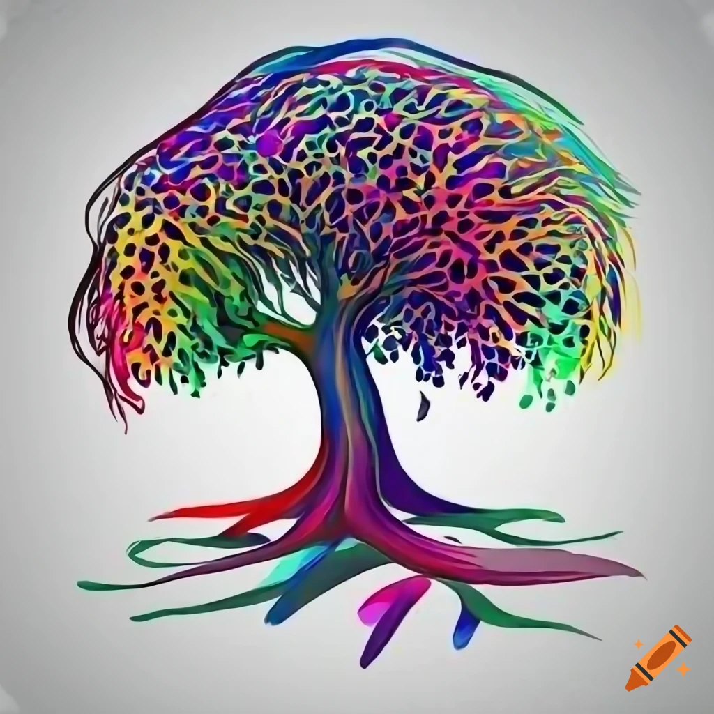 Black and white tree logo design on Craiyon